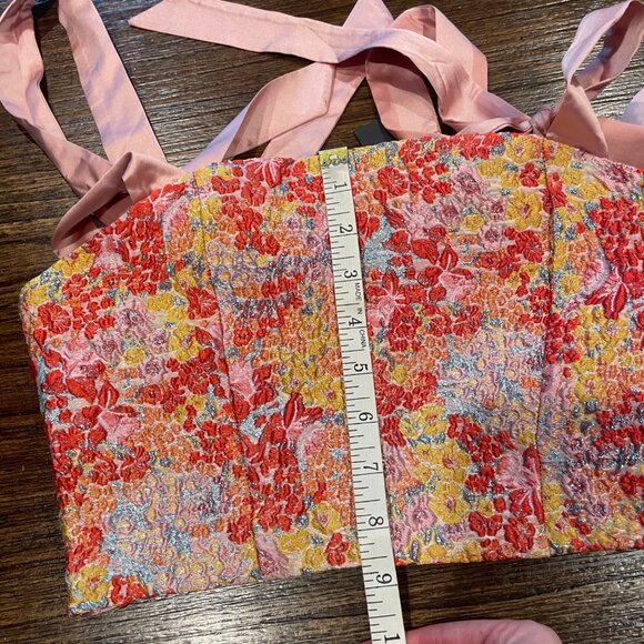 NWT Lulus XS Ellarina Pink Floral Metallic Tie-Strap Two-Piece Dress Midi Maxi - Picture 15 of 16